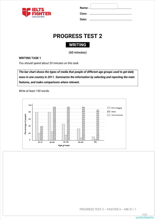 PROGRESS TEST 2 - WRITING - FIGHTER A. Interactive worksheet ...
