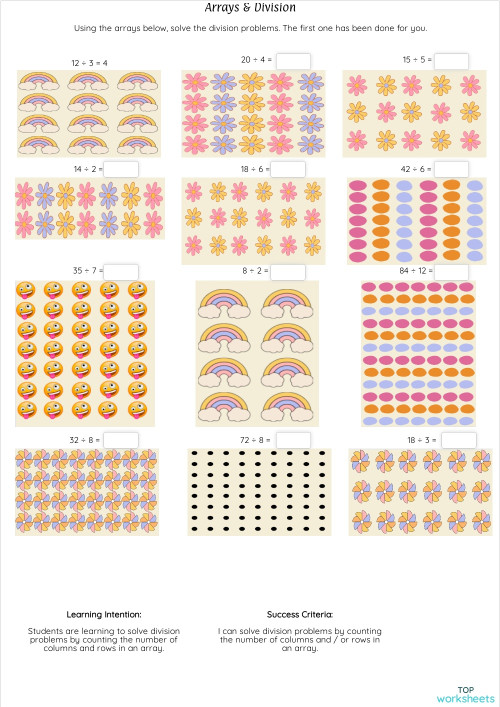 Arrays & Division. Interactive worksheet | TopWorksheets