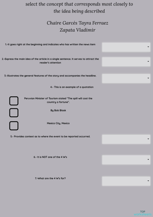 News report. Interactive worksheet | TopWorksheets