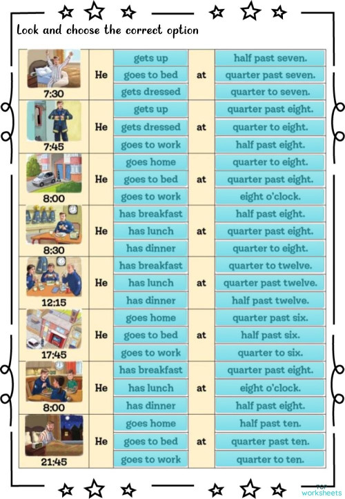 what time does he/she 1. Interactive worksheet | TopWorksheets