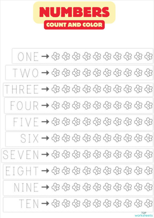 NUMBERS COUNT AND COLOR. Interactive worksheet | TopWorksheets