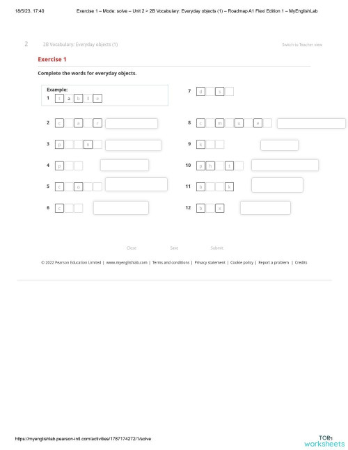 Everyday objects - vocabulary. Interactive worksheet | TopWorksheets