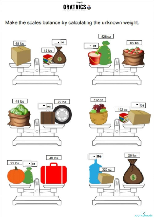 ComparisonZZ. Interactive worksheet | TopWorksheets