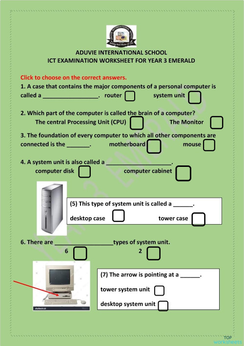 YERA 3 ICT EXAM REVISION WORKSHEET. Interactive worksheet | TopWorksheets