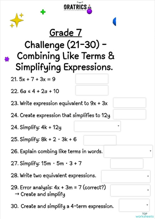 Grade 7 34 3. Interactive worksheet | TopWorksheets