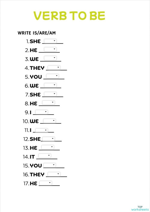 Be / have: fichas interactivas y ejercicios online | TopWorksheets
