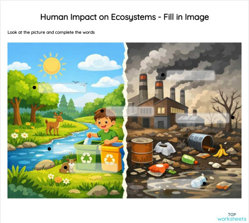 Human Impact on Ecosystems - Fill in Image. Interactive worksheet ...