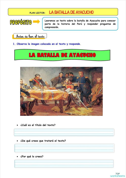 BATALLA DE AYACUCHO. Ficha interactiva | TopWorksheets