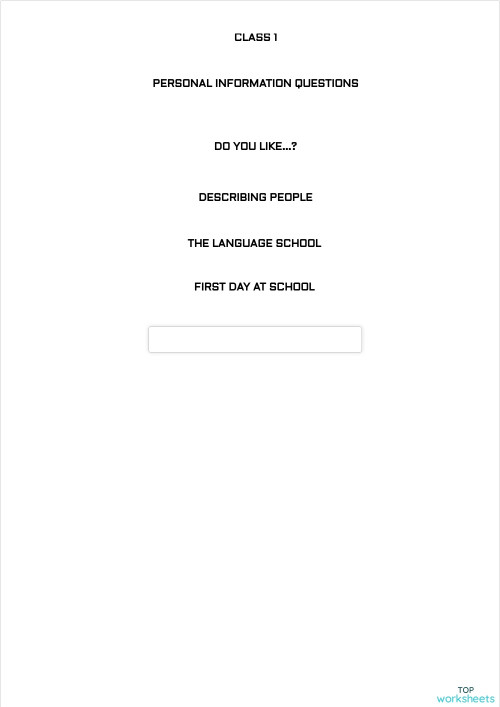 CLASS 1 ACTIVITIES. Interactive worksheet | TopWorksheets