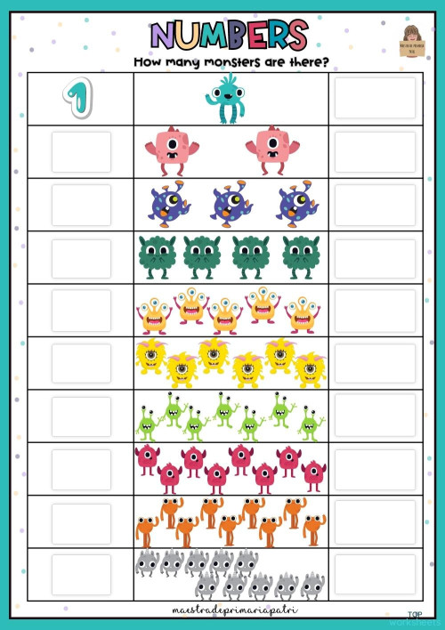 How many monsters are there?. Interactive worksheet TopWorksheets