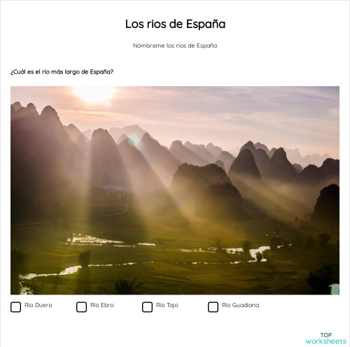 Los rios de España. Ficha interactiva | TopWorksheets
