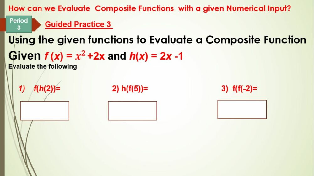 lesson 3.4 Composition of function. Interactive worksheet | TopWorksheets