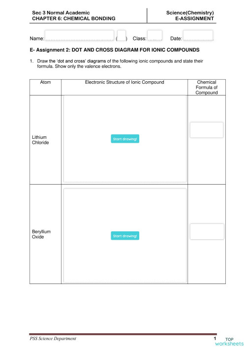 Ionic Bonding. Interactive worksheet | TopWorksheets