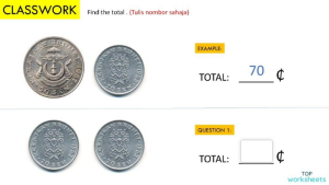 Year 1 Math | Find the total (cents). Interactive worksheet | TopWorksheets