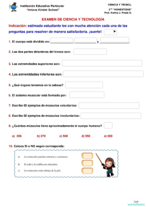 EXAMEN TRIMESTRAL DE CIENCIA Y TECNOLOGÍA. Ficha interactiva ...