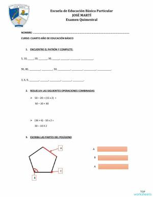 Examen Cuarto Año De Educación Básica Ficha Interactiva Topworksheets Examen Cuarto Año De Educación Básica Ficha Interactiva Topworksheets