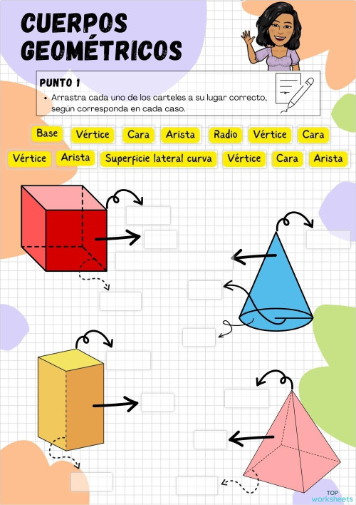 Cuerpos geométricos. Ficha interactiva | TopWorksheets
