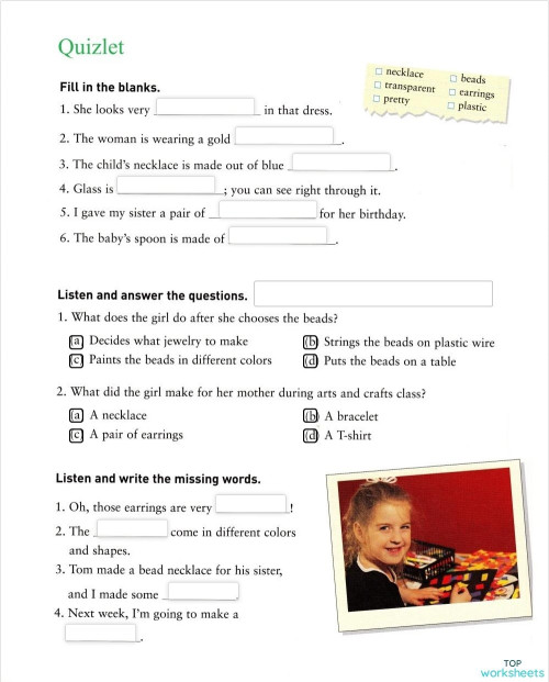 Arts and Crafts Class. Interactive worksheet | TopWorksheets