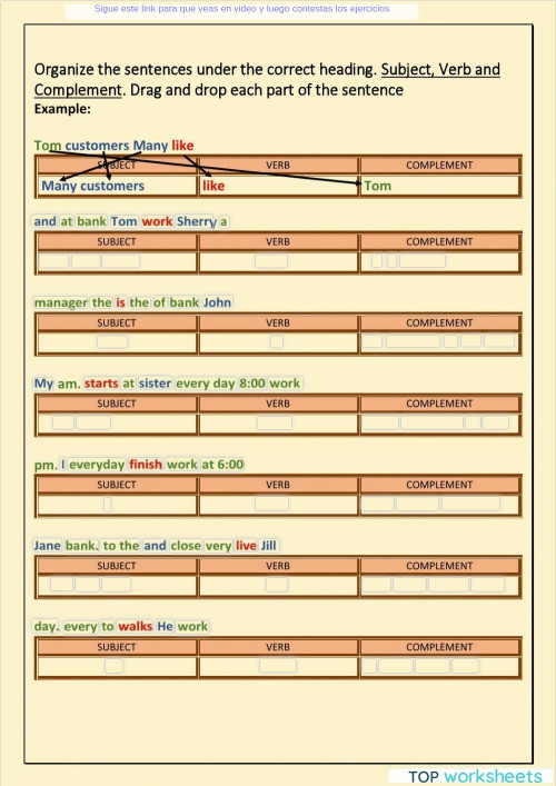 Basic Sentence Pattern. Interactive worksheet | TopWorksheets