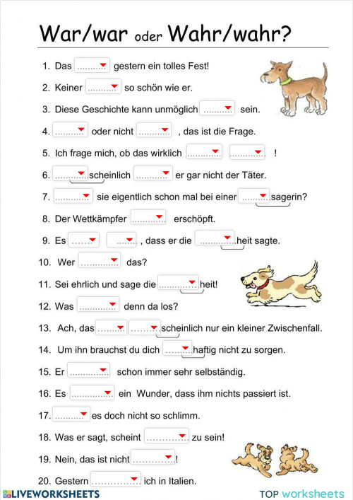 Sonstiges: interaktive Arbeitsblätter und Online-Übungen | TopWorksheets