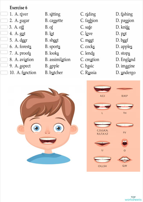 PRONUNCIATION 06. Interactive worksheet | TopWorksheets