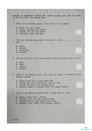 SCIENCE PSR 2015 PAPER1. PART1. Interactive worksheet | TopWorksheets