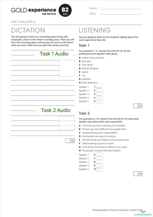Level 7 Unit 3 Listening 2. Interactive worksheet TopWorksheets