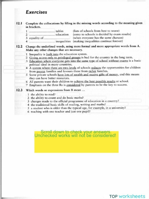 Education - vocabulary practice. Interactive worksheet | TopWorksheets