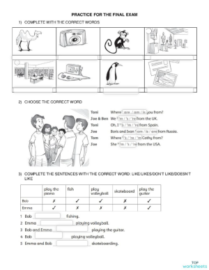 Junior 2 - Practice for the final exam. Interactive worksheet ...