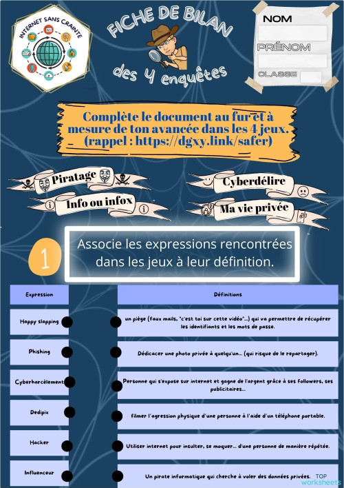 Internet sans crainte. Fiche interactive | TopWorksheets