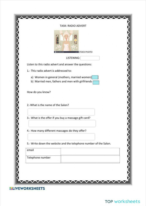 Listening Interactive Worksheet Topworksheets