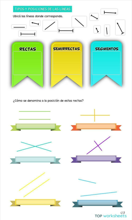 Tipos y posiciones de las líneas. Ficha interactiva | TopWorksheets