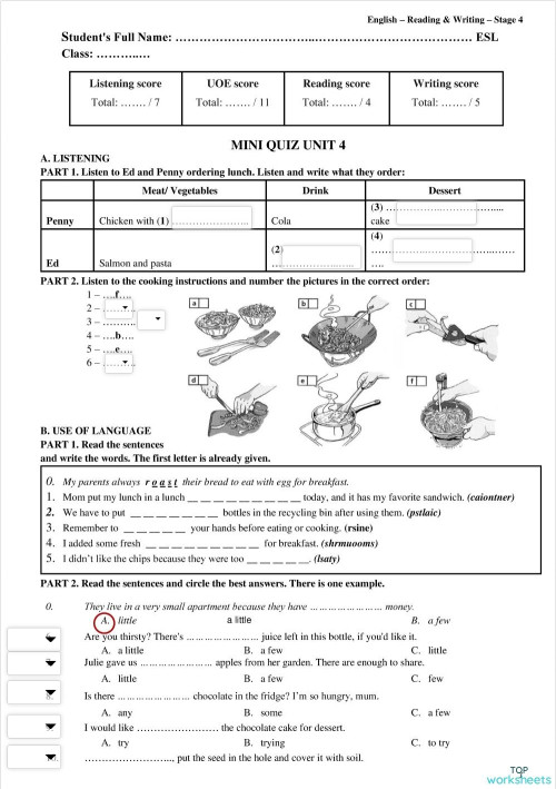 s4 - unit 4. Bài tập tương tác | TopWorksheets