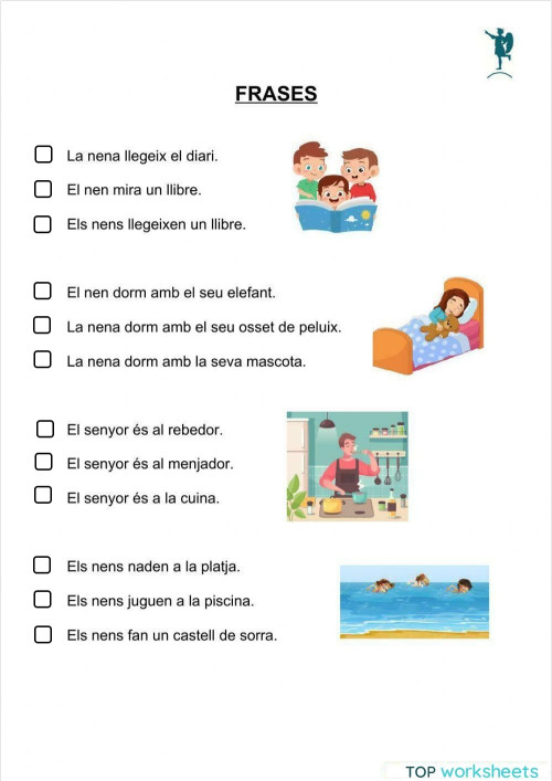 Triar frase correcta. Fitxa interactiva | TopWorksheets