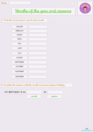 MONTHS AND SEASONS. Interactive worksheet | TopWorksheets