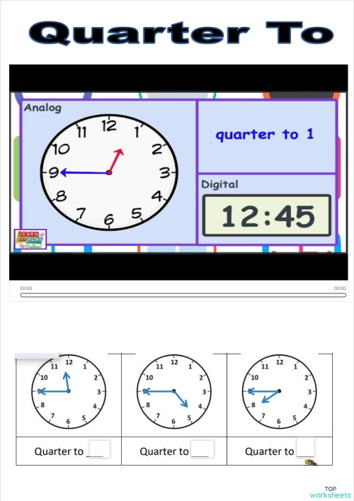 Telling the time revision videos. Interactive worksheet | TopWorksheets