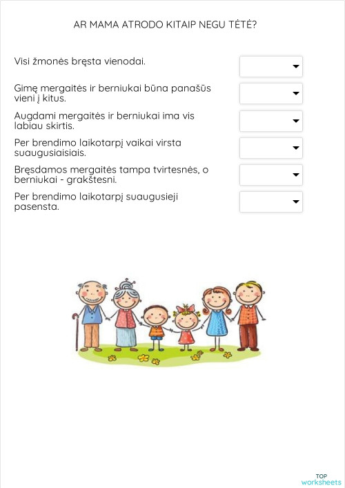 AR MAMA ATRODO KITAIP NEGU TĖTĖ?. Interactive worksheet | TopWorksheets