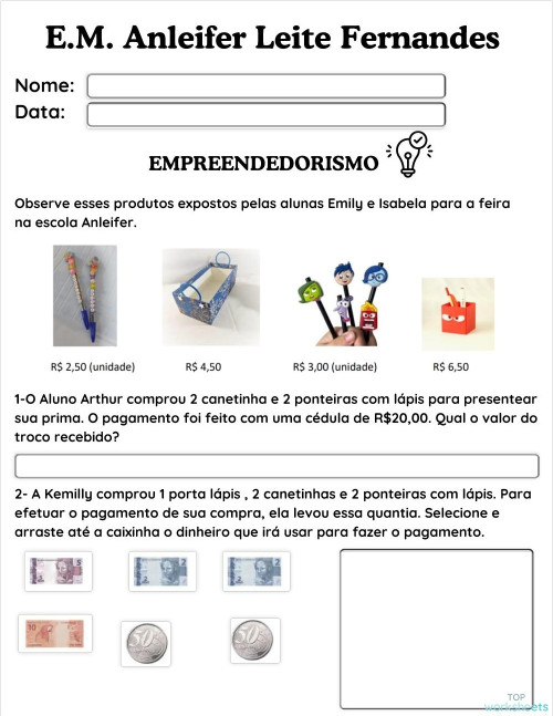 EMPREENDEDORISMO. Ficha interativa | TopWorksheets