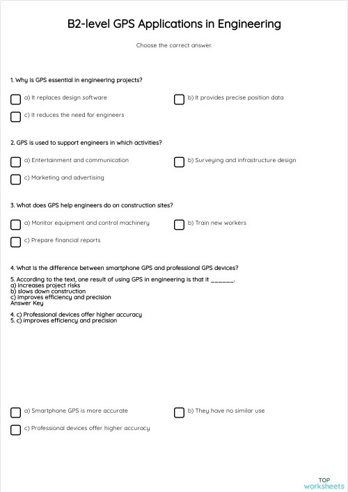B2-level GPS Applications in Engineering. Interactive worksheet ...