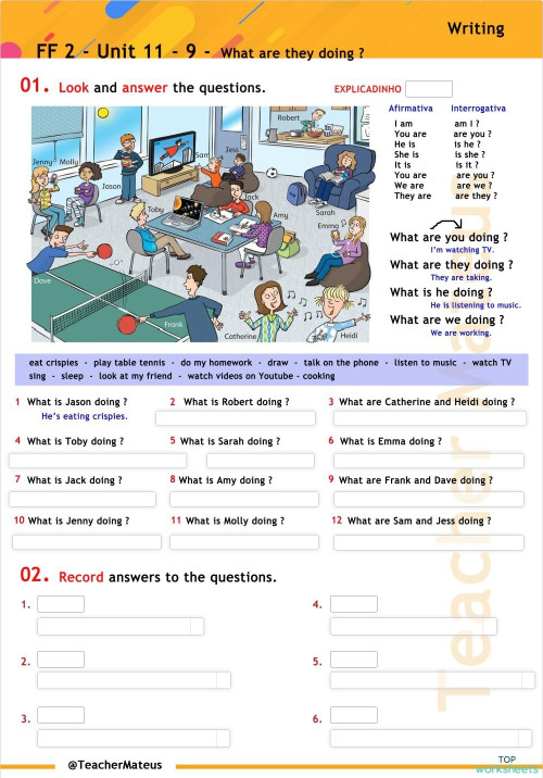 FF 2 - Unit 11 - 9 - What are they doing ? - Writing - TM0339 ...