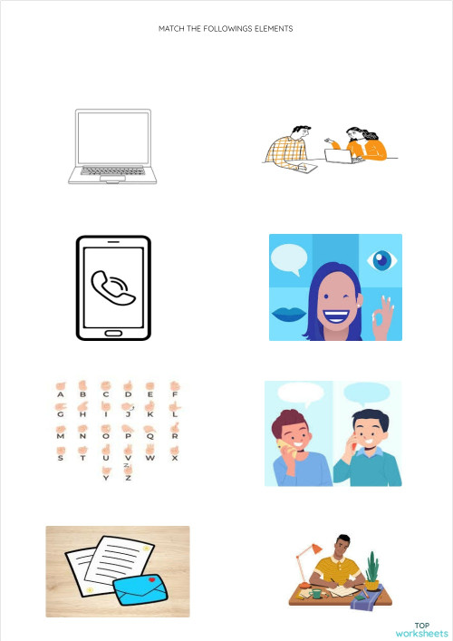 MATCH THE FOLLOWING ELEMENTS. Interactive worksheet | TopWorksheets