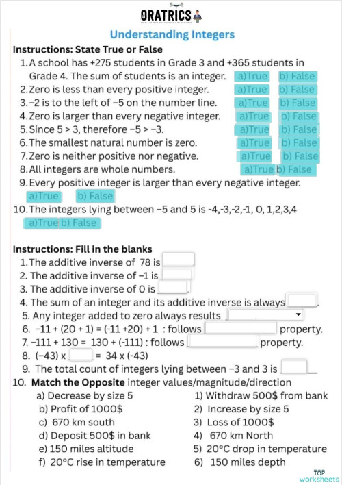 Grade 6 05. Interactive worksheet | TopWorksheets