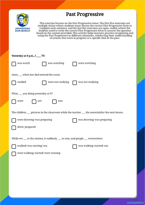 Past Progressive. Interactive worksheet | TopWorksheets