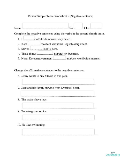 present simple tense worksheet 2 interactive worksheet topworksheets