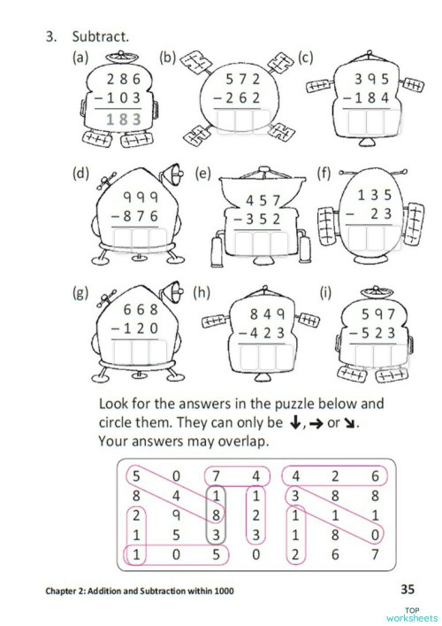 SUBTRACTION WITHOUT REGROUPING #2. Interactive worksheet | TopWorksheets