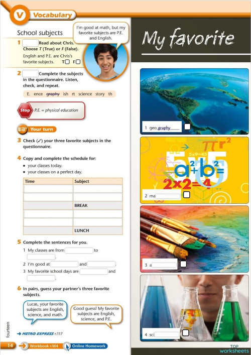 School subjects. Interactive worksheet | TopWorksheets