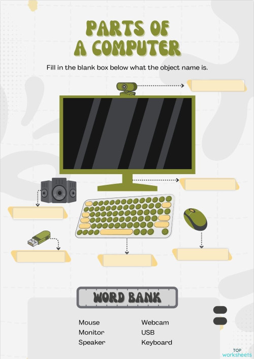 Parts of A Computer ใบงานเชิงโต้ตอบ | TopWorksheets