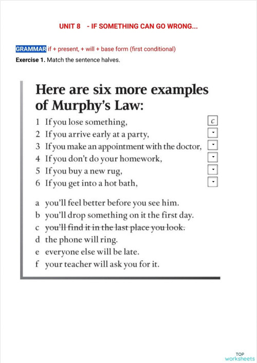 Unit 8B - If something can go wrong.... Interactive worksheet ...