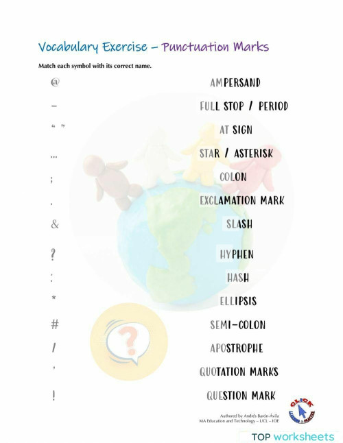 Vocabulary Ex. Punctuation Marks. Interactive worksheet TopWorksheets