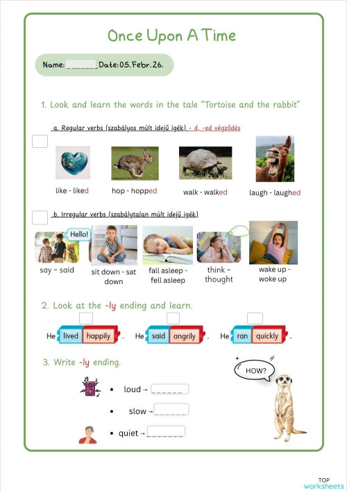 The tortoise and the rabbit + Grammar Past Simple and Adverbs ...